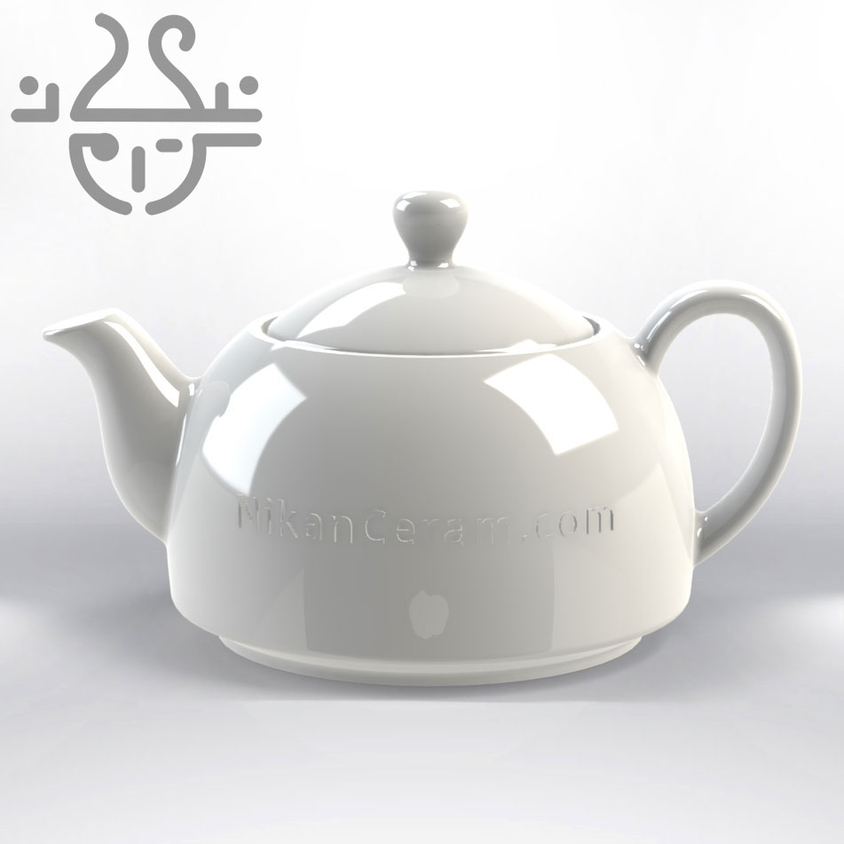 رندر سه بعدی قوری چینی