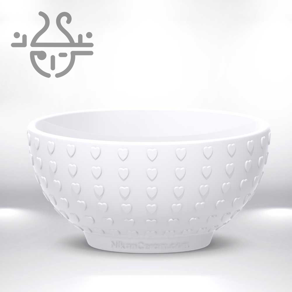 رندر یک نمونه کاسه با طرح برجسته و شیب منفی